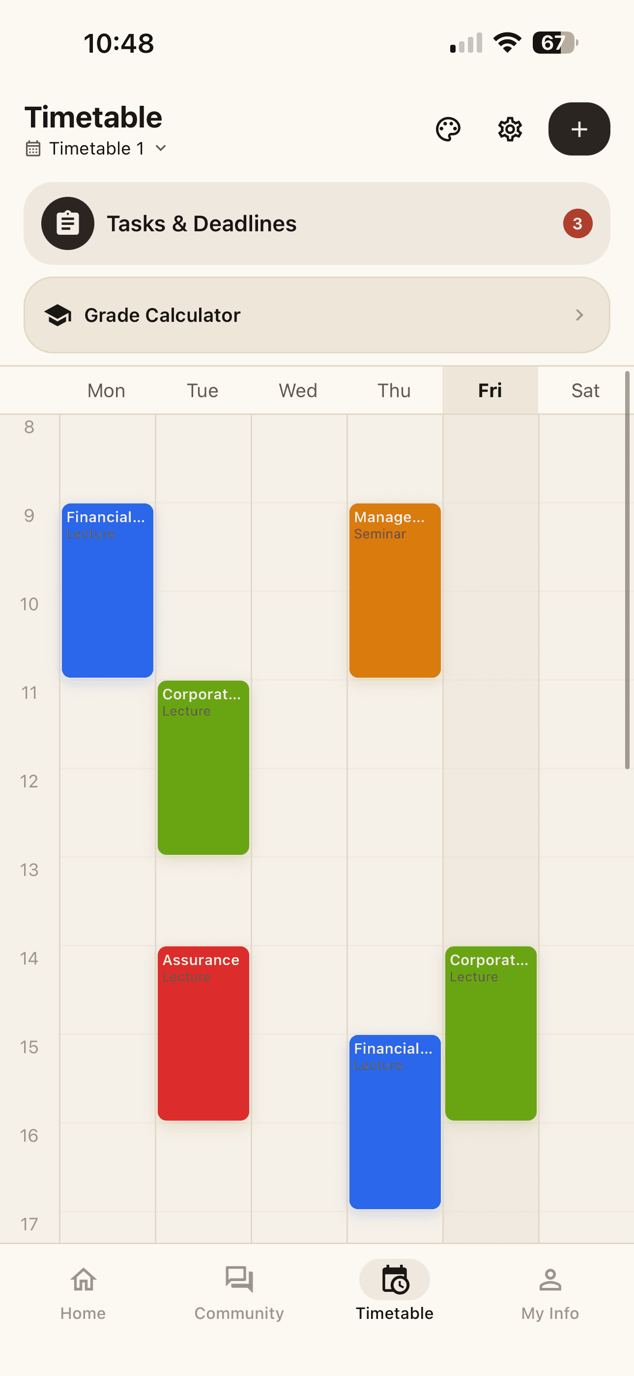 Timetable